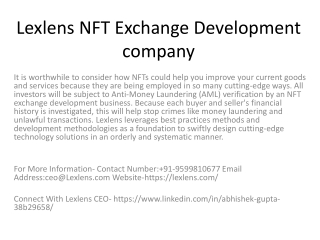 Lexlens NFT Exchange Development company