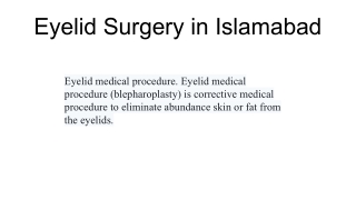 Eyelid Surgery in Islamabad