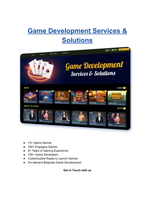 Game Development Services & Solutions