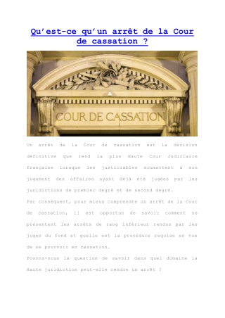 Arrêt de la cour de cassation : Présentation générale