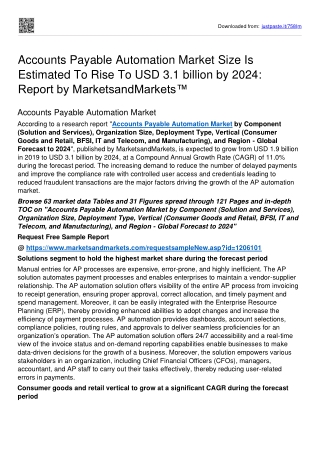 Accounts Payable Automation Market Set to Witness an Uptick Size USD 3.1 billion