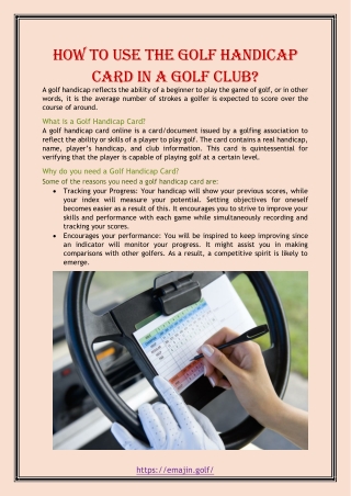 How to Use the Golf Handicap Card in a Golf Club