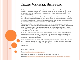 Texas Vehicle Shipping
