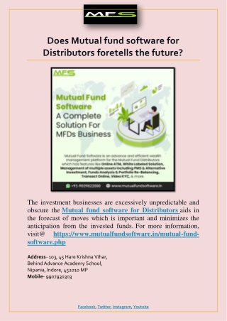 Does Mutual fund software for Distributors foretells the future