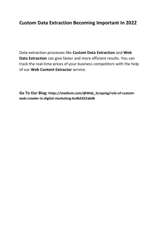 Custom Data Extraction Becoming Important In 2022