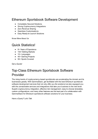 Ethereum sportsbook software development