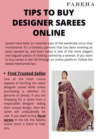4 Tips to Buy Designer Sarees Online