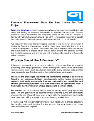 Front-End - Make The Best Choice For Your Project