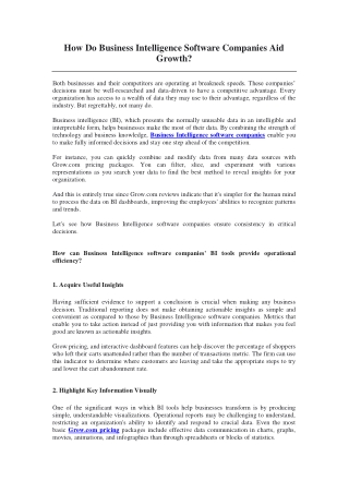 How Do Business Intelligence Software Companies Aid Growth