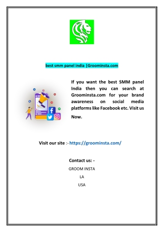 best smm panel indiaGroominstacom