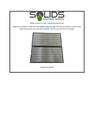 Shaker Screens For Sale | Solidscontrolworld.com