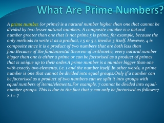 What Are Prime Numbers