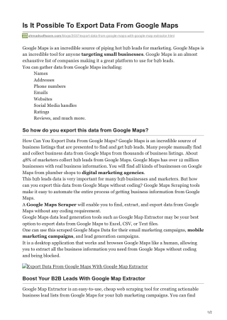 Is It Possible To Export Data From Google Maps