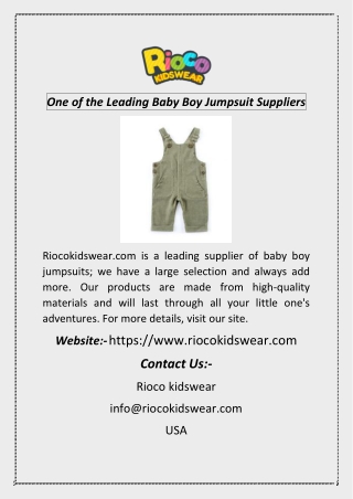 One of the Leading Baby Boy Jumpsuit Suppliers