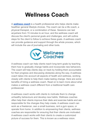 Wellness Coach