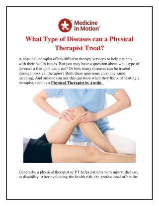 What Type of Diseases can a Physical Therapist Treat?