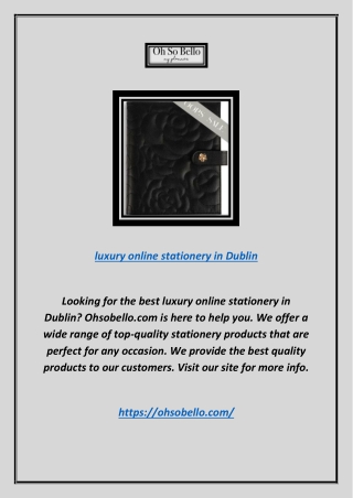 Luxury Online Stationery In Dublin | Ohsobello.com