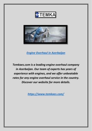 Engine Overhaul in Azerbaijan | Temkaes.com