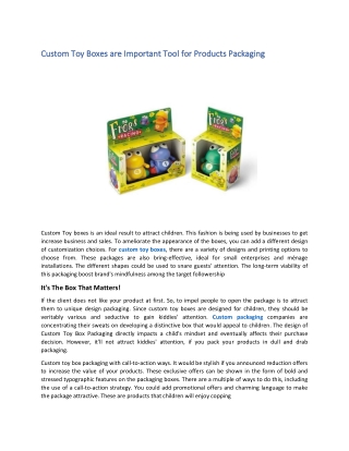 Custom Toy Boxes are an Important Tool for Products Packaging