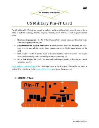 US Military Pin-iT Card