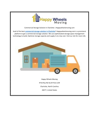 Commercial Storage Solution in Charlotte | Happywheelsmoving.com