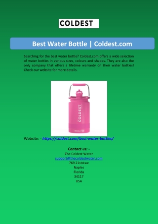 Best Water Bottle  Coldest.com