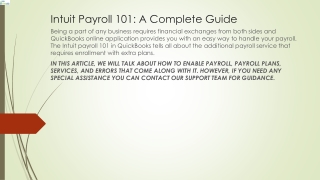 Automate Your Payroll Processwith Intuit Payroll 101