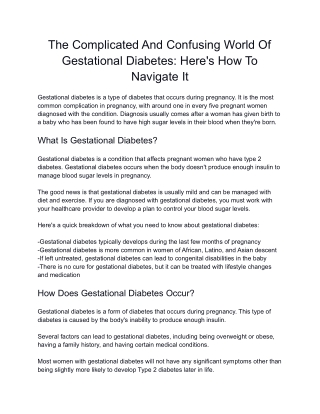 The Complicated And Confusing World Of Gestational Diabetes