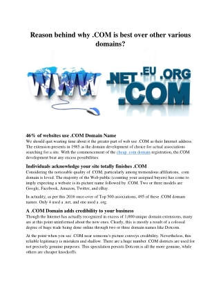 why .COM is best over other various domain names