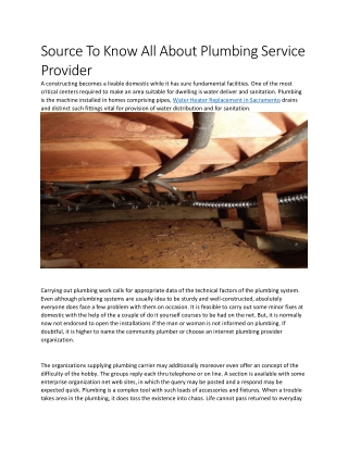 Source To Know All About Plumbing Service Provider