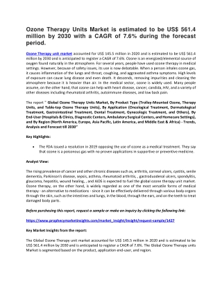Ozone Therapy Units Market