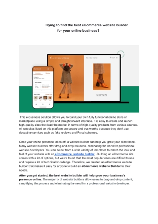 Trying to find the best eCommerce website builder for your online business?