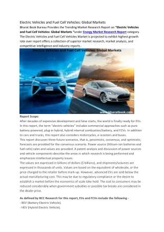 Electric Vehicles and Fuel Cell Vehicles