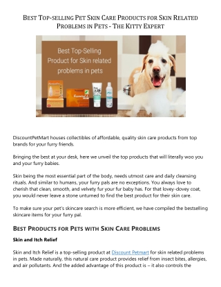 Best Top-selling Pet Skin Care Products for Skin Related Problems in Pets