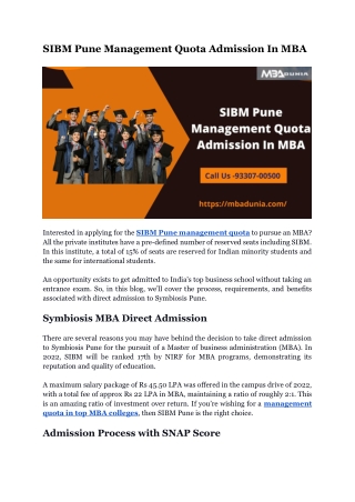 SIBM Pune Management Quota Admission In MBA (1)