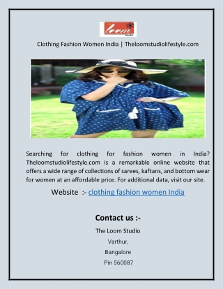 Clothing Fashion Women India  Theloomstudiolifestyle