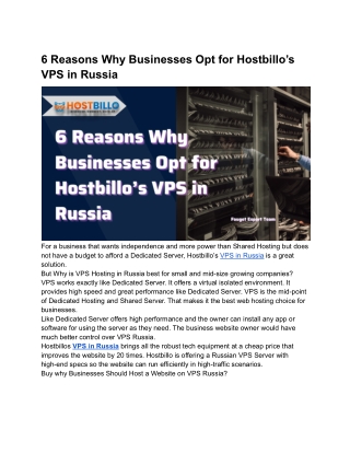 6 Reasons Why Businesses Opt for Hostbillo’s VPS in Russia