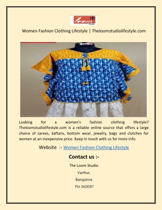 Women Fashion Clothing Lifestyle  Theloomstudiolifestyle