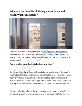 What are the benefits of Sliding pocket doors and Italian Wardrobe design..docx