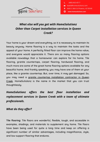 What else will you get with HomeSolutionz Other than Carpet installation service