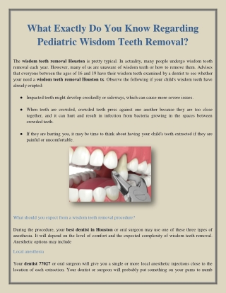 What Exactly Do You Know Regarding Pediatric Wisdom Teeth Removal?