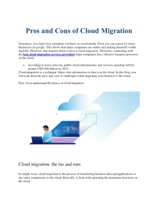 Pros and Cons of Cloud Migration