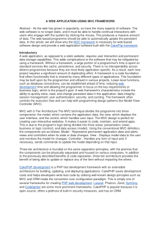 A WEB APPLICATION USING MVC FRAMEWORK