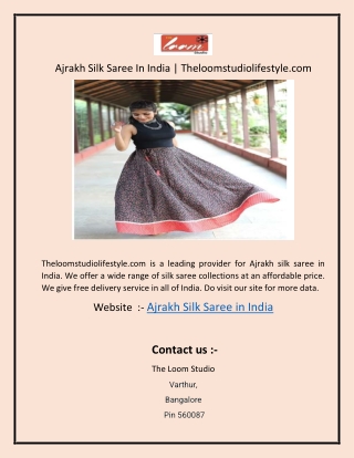 Ajrakh Silk Saree In India  Theloomstudiolifestyle