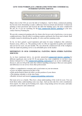 COMMERCIAL INTERIOR PAINTING SERVICE