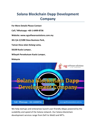Solana Blockchain Dapp Development Company