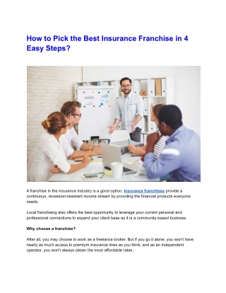 How to Pick the Best Insurance Franchise in 4 Easy Steps?