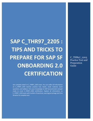 SAP C_THR97_2205 : Tips to Prepare for SAP SF Onboarding 2.0 Certification