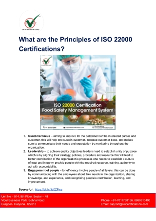 What are the Principles of ISO 22000 Certifications