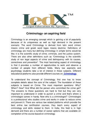 Criminology- an aspiring field (1)
